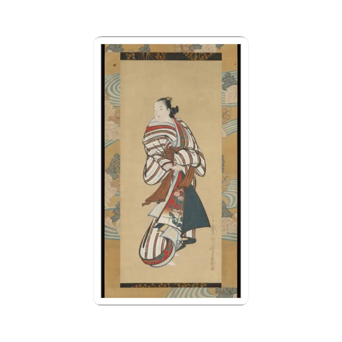 Kaigetsudō Dohan - Standing Courtesan Looking Over Her Shoulder - ca. 1715 v1 - STICKER Vinyl Kiss-Cut Decal
