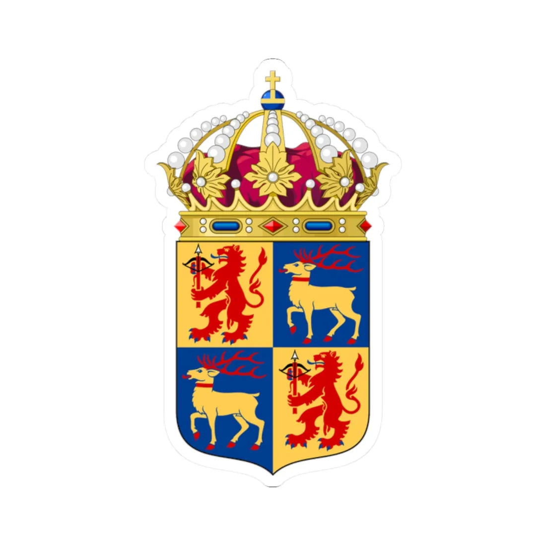 Kalmars läns vapen crowned (Sweden) (Coat of Arms) STICKER Vinyl Kiss-Cut Decal 2 Inch White - The Sticker Space
