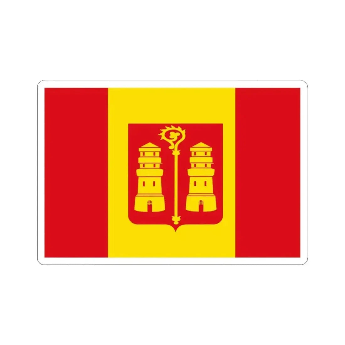 Kalmthout vlag (Belgium) STICKER Vinyl Kiss-Cut Decal 4 Inch White - The Sticker Space