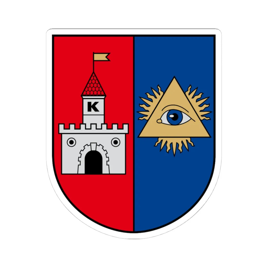 Kalvarija COA small (Lithuania) (Coat of Arms) STICKER Vinyl Kiss-Cut Decal 4 Inch White - The Sticker Space