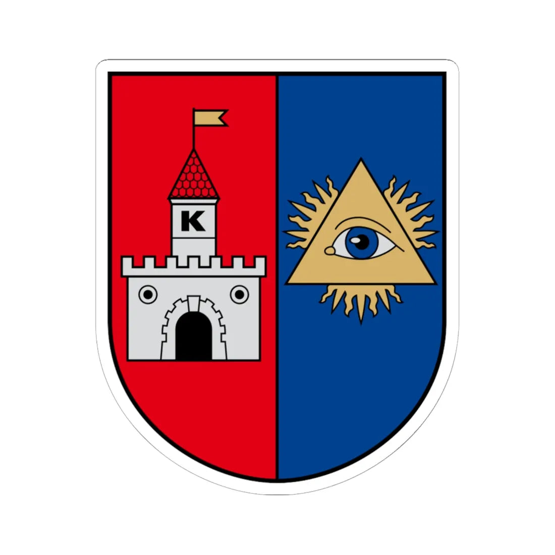 Kalvarija COA small (Lithuania) (Coat of Arms) STICKER Vinyl Kiss-Cut Decal 6 Inch White - The Sticker Space