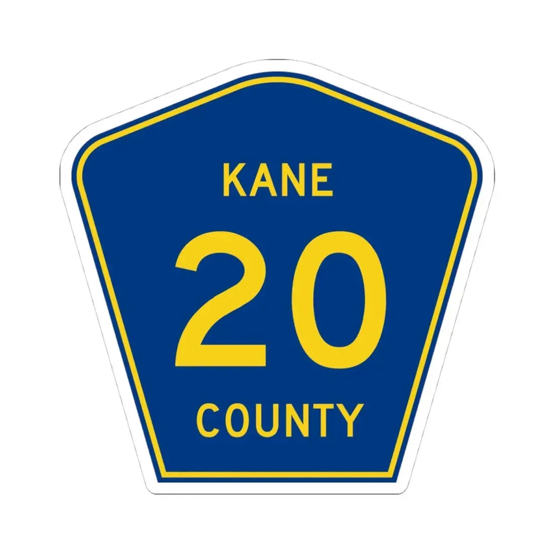 Kane County 20 (Illinois) (Road Sign) STICKER Vinyl Kiss-Cut Decal 4 Inch White - The Sticker Space