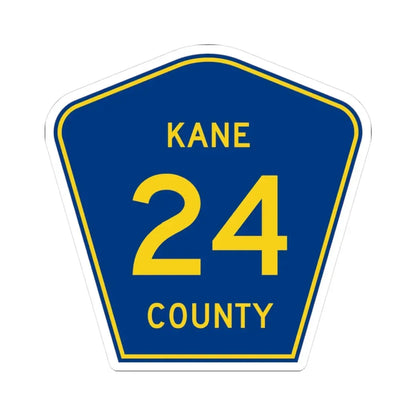 Kane County 24 (Illinois) (Road Sign) STICKER Vinyl Kiss-Cut Decal 3 Inch White - The Sticker Space