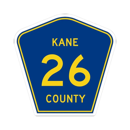 Kane County 26 (Illinois) (Road Sign) STICKER Vinyl Kiss-Cut Decal 3 Inch White - The Sticker Space