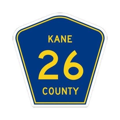 Kane County 26 (Illinois) (Road Sign) STICKER Vinyl Kiss-Cut Decal 4 Inch White - The Sticker Space