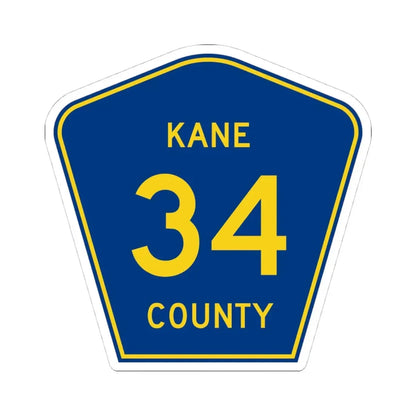 Kane County 34 (Illinois) (Road Sign) STICKER Vinyl Kiss-Cut Decal 4 Inch White - The Sticker Space