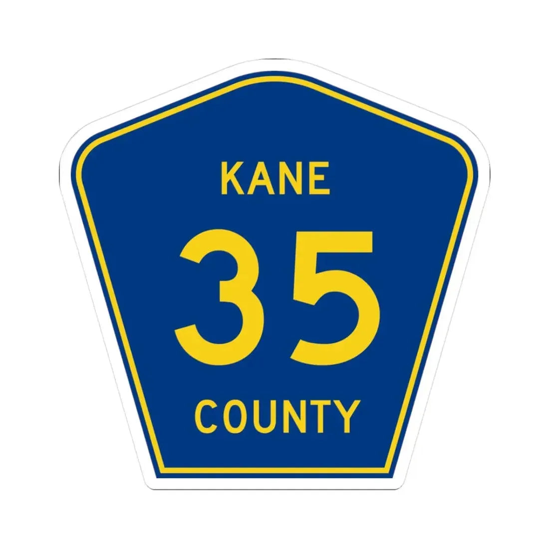 Kane County 35 (Illinois) (Road Sign) STICKER Vinyl Kiss-Cut Decal 3 Inch White - The Sticker Space