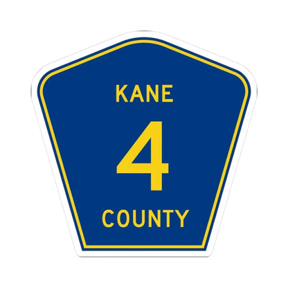 Kane County 4 (Illinois) (Road Sign) STICKER Vinyl Kiss-Cut Decal 3 Inch White - The Sticker Space