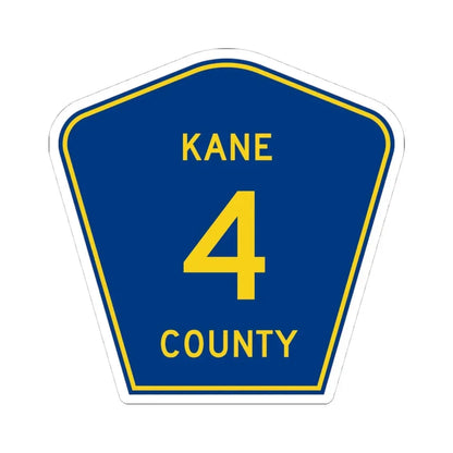 Kane County 4 (Illinois) (Road Sign) STICKER Vinyl Kiss-Cut Decal 4 Inch White - The Sticker Space