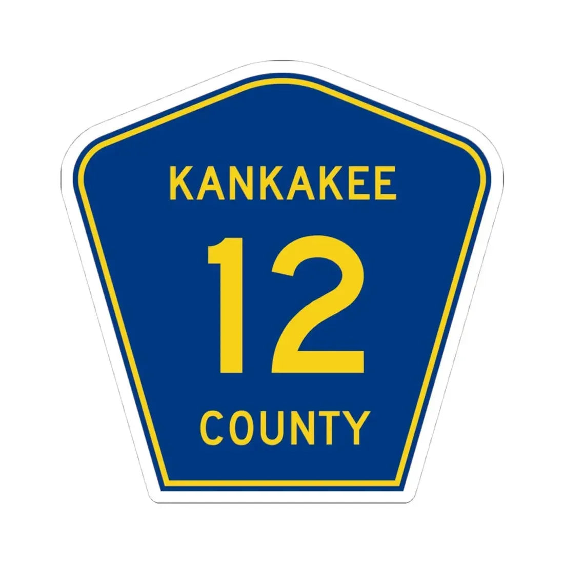 Kankakee County 12 (Illinois) (Road Sign) STICKER Vinyl Kiss-Cut Decal 4 Inch White - The Sticker Space