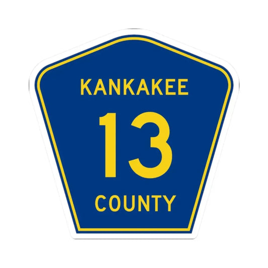Kankakee County 13 (Illinois) (Road Sign) STICKER Vinyl Kiss-Cut Decal 2 Inch White - The Sticker Space