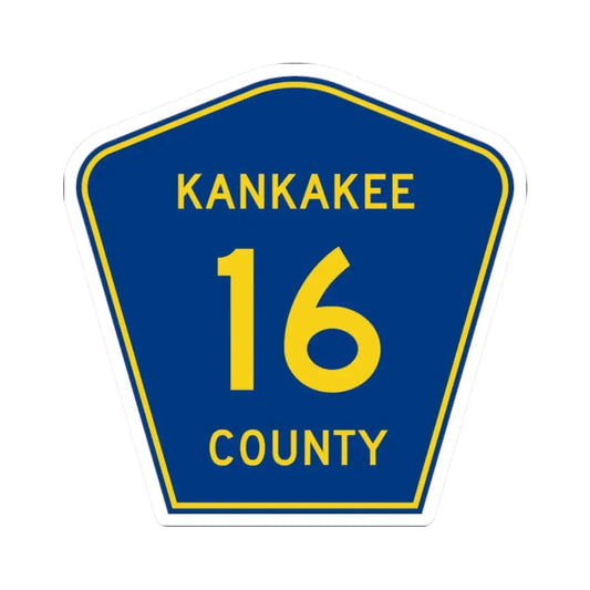 Kankakee County 16 (Illinois) (Road Sign) STICKER Vinyl Kiss-Cut Decal 2 Inch White - The Sticker Space