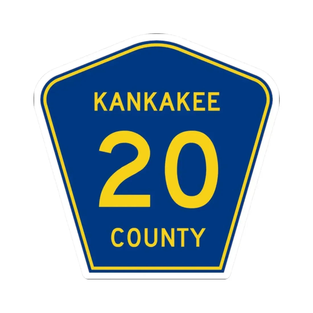 Kankakee County 20 (Illinois) (Road Sign) STICKER Vinyl Kiss-Cut Decal 2 Inch White - The Sticker Space