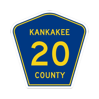 Kankakee County 20 (Illinois) (Road Sign) STICKER Vinyl Kiss-Cut Decal 3 Inch White - The Sticker Space