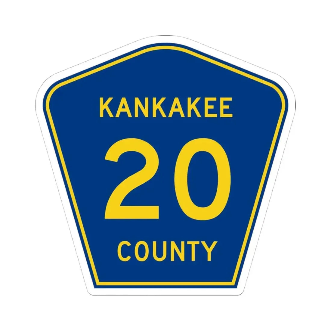 Kankakee County 20 (Illinois) (Road Sign) STICKER Vinyl Kiss-Cut Decal 4 Inch White - The Sticker Space