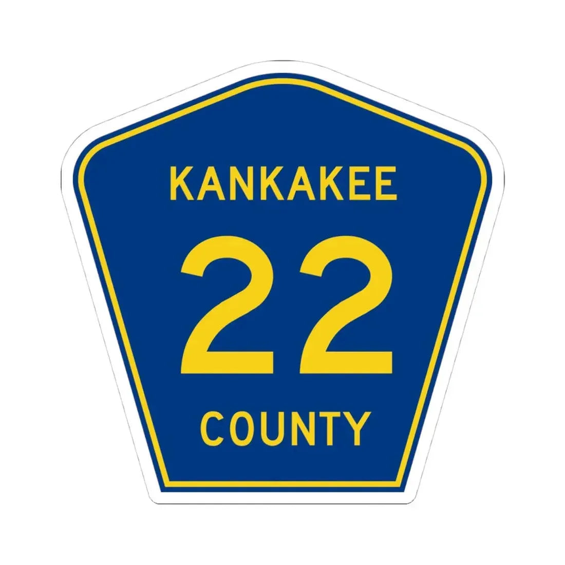 Kankakee County 22 (Illinois) (Road Sign) STICKER Vinyl Kiss-Cut Decal 4 Inch White - The Sticker Space