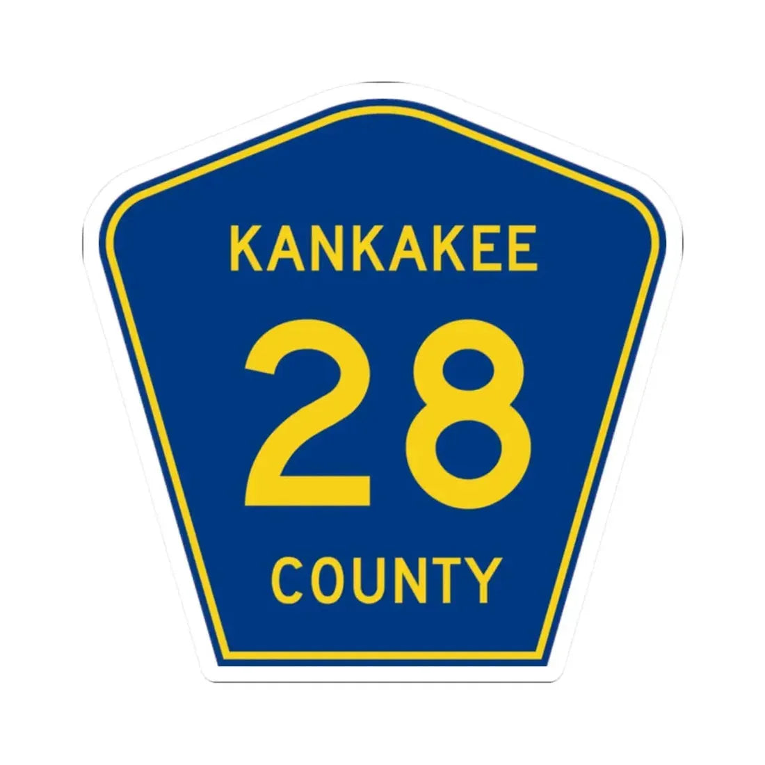 Kankakee County 28 (Illinois) (Road Sign) STICKER Vinyl Kiss-Cut Decal 2 Inch White - The Sticker Space