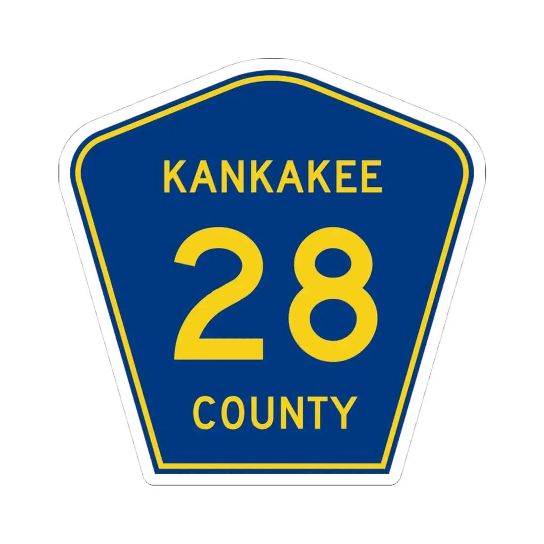 Kankakee County 28 (Illinois) (Road Sign) STICKER Vinyl Kiss-Cut Decal 4 Inch White - The Sticker Space