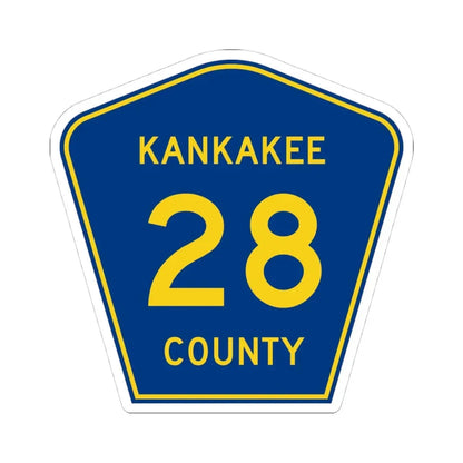 Kankakee County 28 (Illinois) (Road Sign) STICKER Vinyl Kiss-Cut Decal 4 Inch White - The Sticker Space
