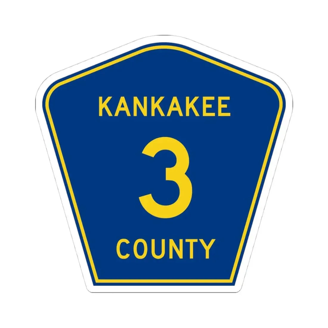 Kankakee County 3 (Illinois) (Road Sign) STICKER Vinyl Kiss-Cut Decal 4 Inch White - The Sticker Space