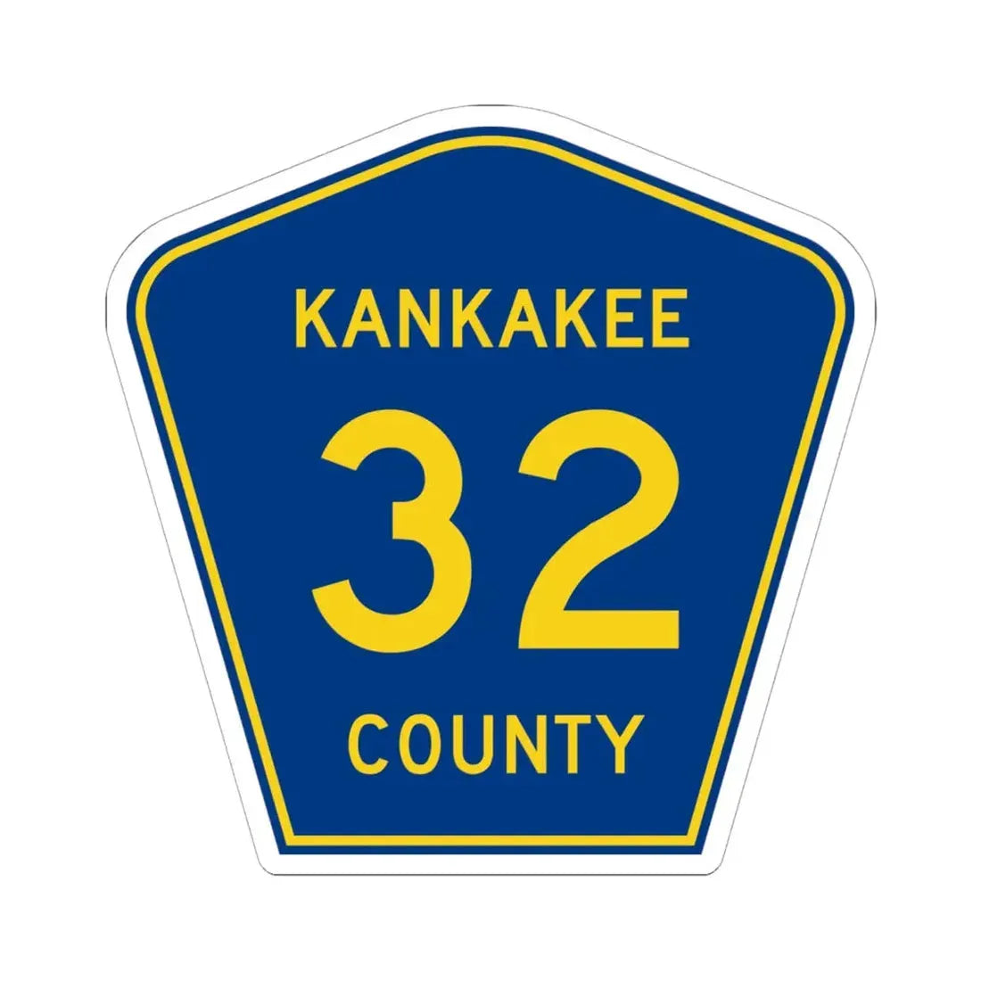 Kankakee County 32 (Illinois) (Road Sign) STICKER Vinyl Kiss-Cut Decal 6 Inch White - The Sticker Space