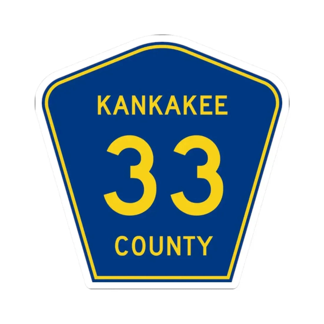 Kankakee County 33 (Illinois) (Road Sign) STICKER Vinyl Kiss-Cut Decal 2 Inch White - The Sticker Space