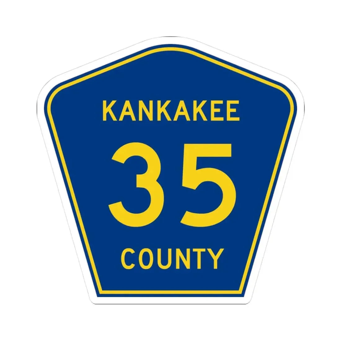 Kankakee County 35 (Illinois) (Road Sign) STICKER Vinyl Kiss-Cut Decal 3 Inch White - The Sticker Space