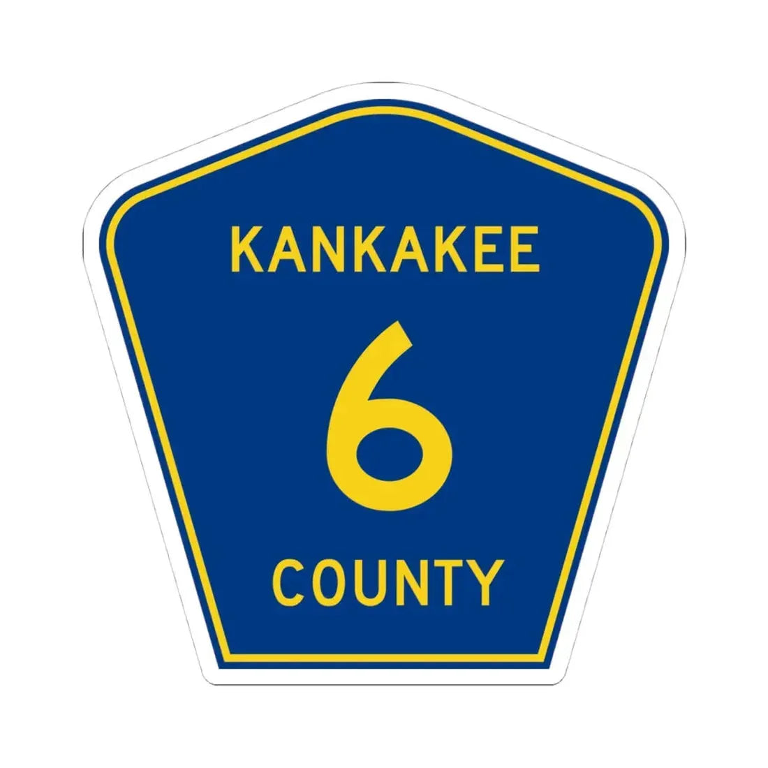 Kankakee County 6 (Illinois) (Road Sign) STICKER Vinyl Kiss-Cut Decal 4 Inch White - The Sticker Space