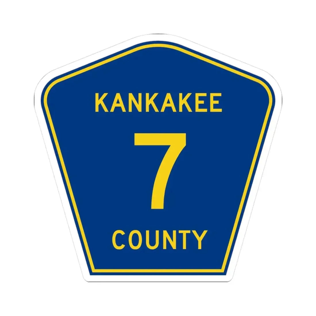 Kankakee County 7 (Illinois) (Road Sign) STICKER Vinyl Kiss-Cut Decal 3 Inch White - The Sticker Space