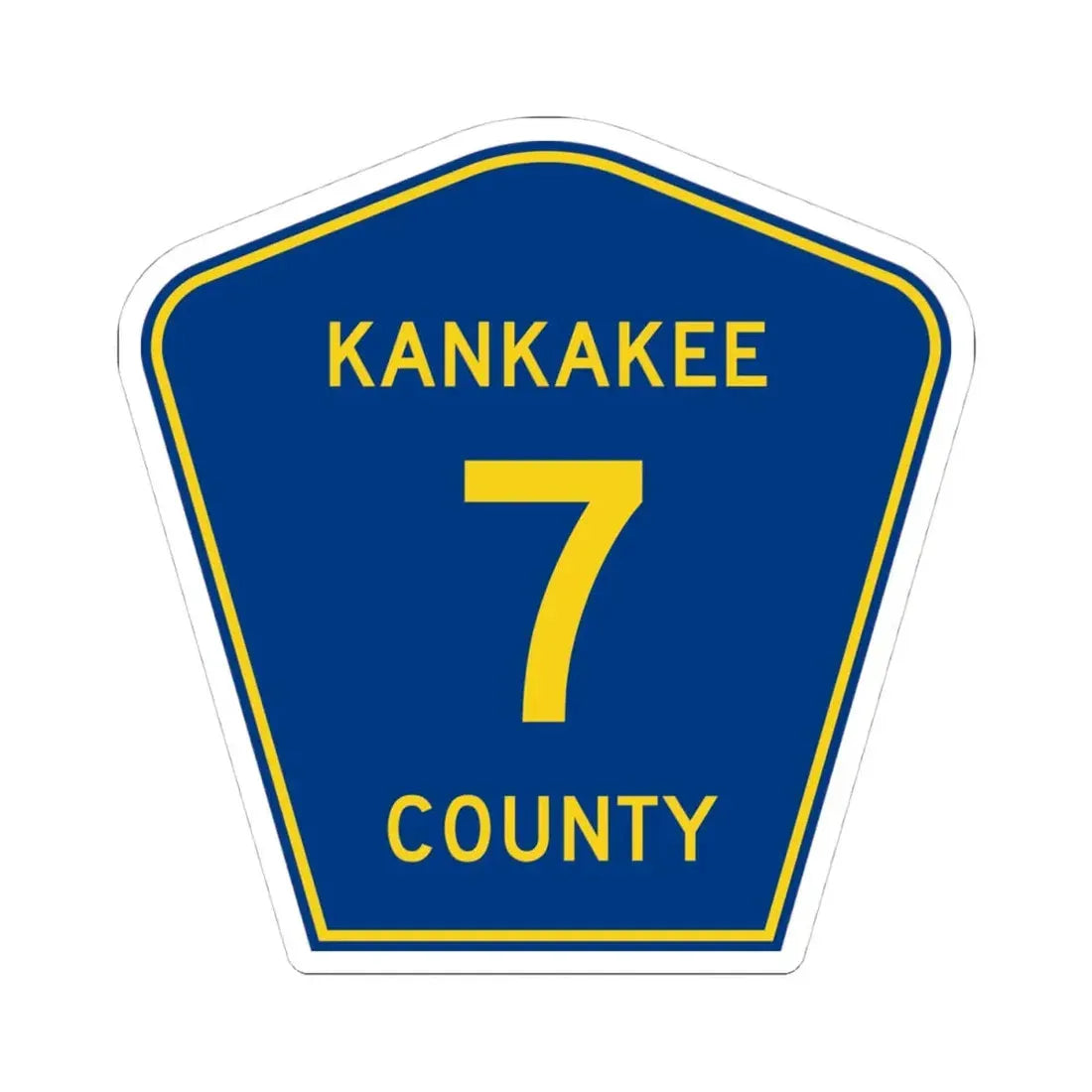 Kankakee County 7 (Illinois) (Road Sign) STICKER Vinyl Kiss-Cut Decal 4 Inch White - The Sticker Space