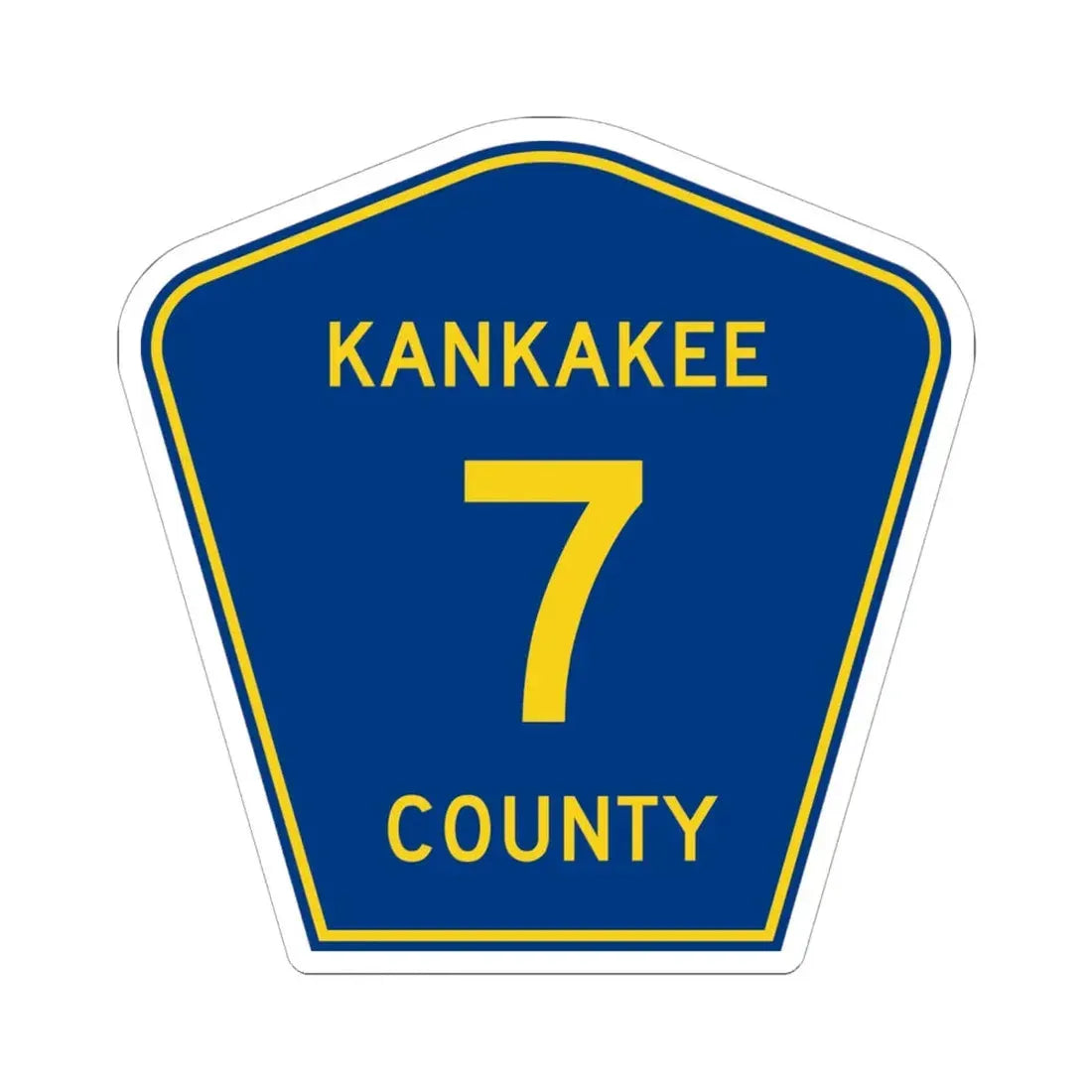 Kankakee County 7 (Illinois) (Road Sign) STICKER Vinyl Kiss-Cut Decal 6 Inch White - The Sticker Space