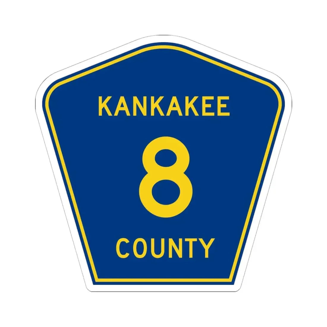 Kankakee County 8 (Illinois) (Road Sign) STICKER Vinyl Kiss-Cut Decal 6 Inch White - The Sticker Space