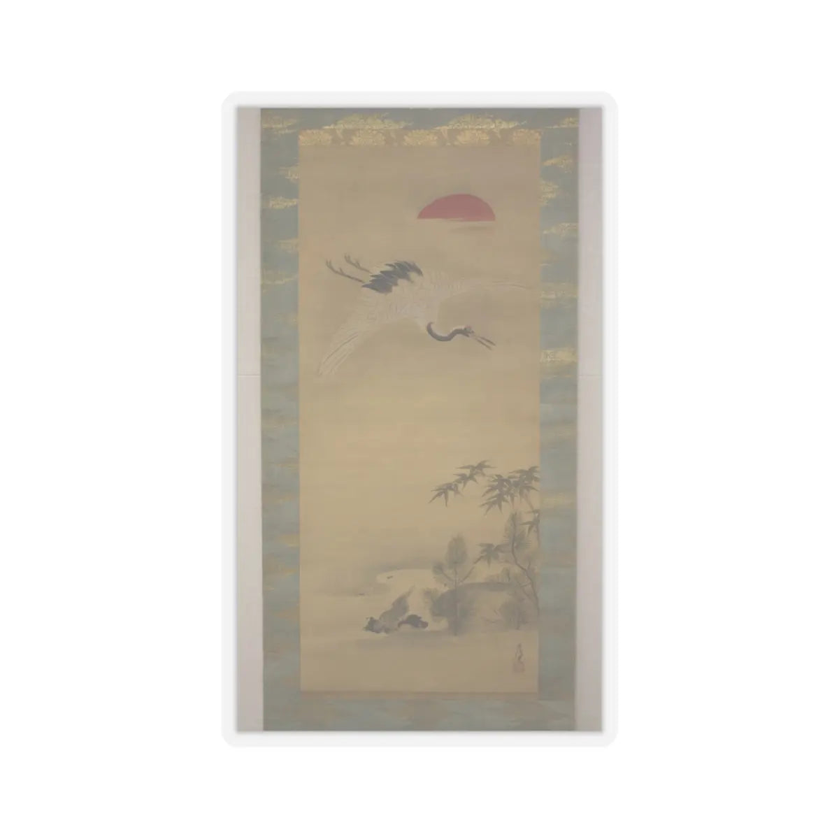 Kano Chikanobu - Crane, Tortoise, Pine, and Bamboo under a Rising Sun - 17th–18th century v1 - STICKER Vinyl Kiss-Cut Decal