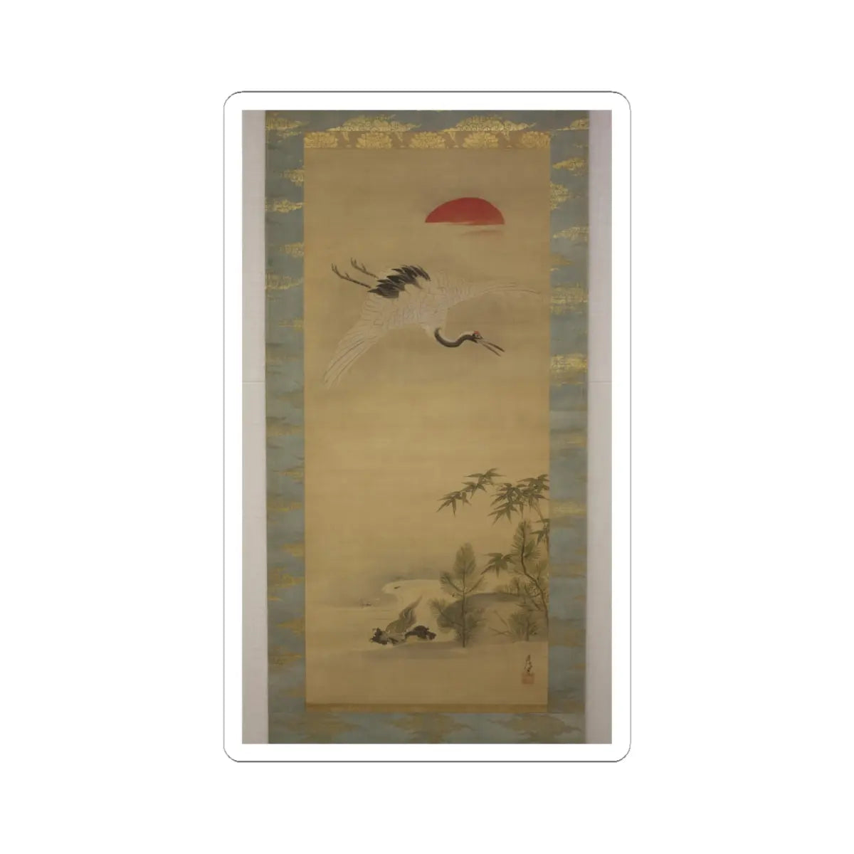 Kano Chikanobu - Crane, Tortoise, Pine, and Bamboo under a Rising Sun - 17th–18th century v1 - STICKER Vinyl Kiss-Cut Decal
