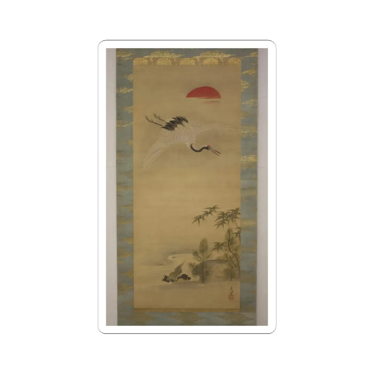 Kano Chikanobu - Crane, Tortoise, Pine, and Bamboo under a Rising Sun - 17th–18th century v1 - STICKER Vinyl Kiss-Cut Decal
