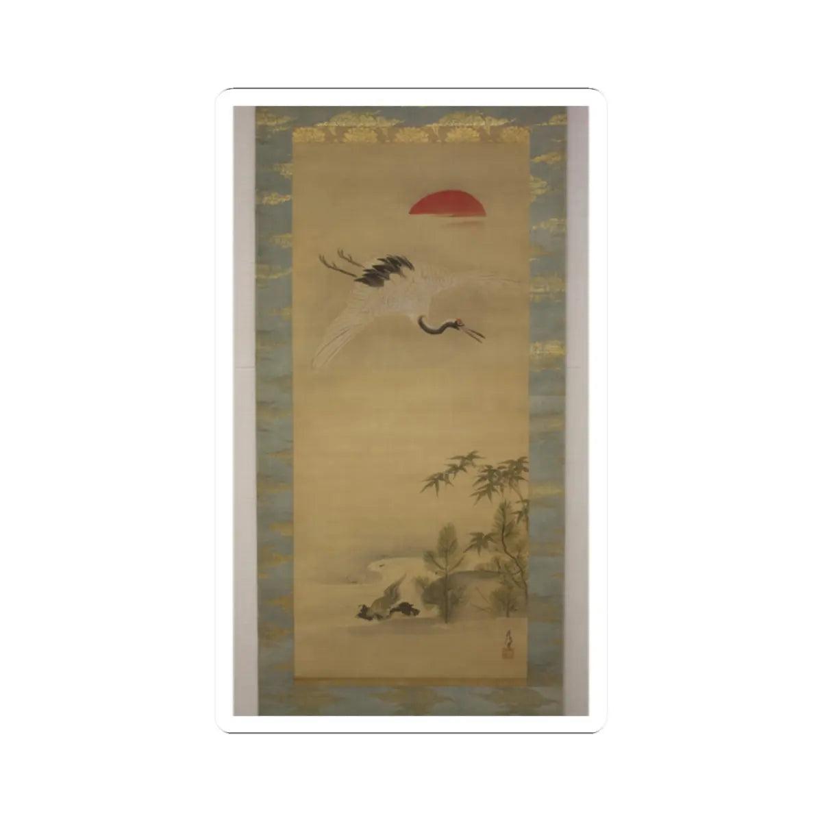 Kano Chikanobu - Crane, Tortoise, Pine, and Bamboo under a Rising Sun - 17th–18th century v1 - STICKER Vinyl Kiss-Cut Decal