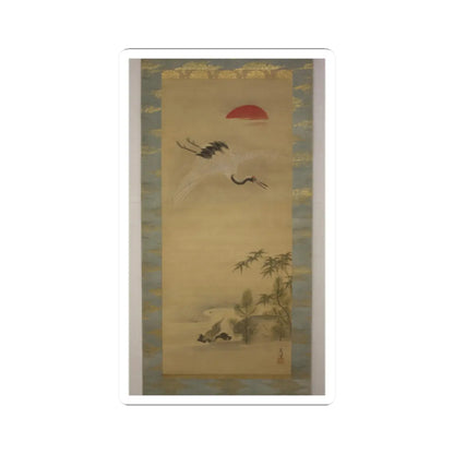 Kano Chikanobu - Crane, Tortoise, Pine, and Bamboo under a Rising Sun - 17th–18th century v1 - STICKER Vinyl Kiss-Cut Decal