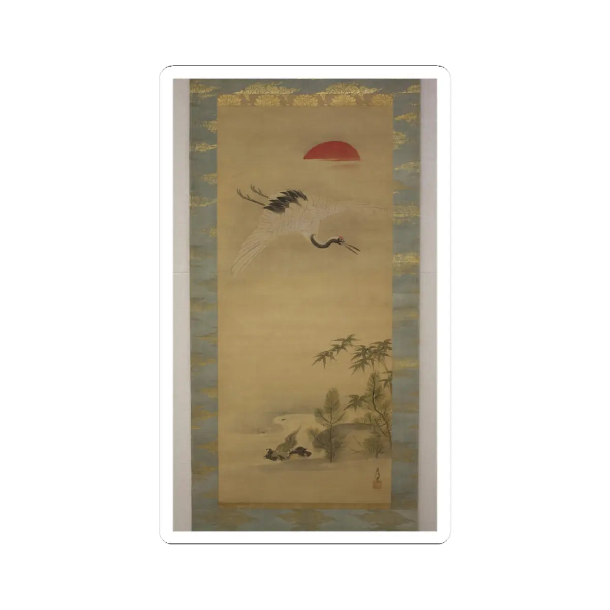 Kano Chikanobu - Crane, Tortoise, Pine, and Bamboo under a Rising Sun - 17th–18th century v1 - STICKER Vinyl Kiss-Cut Decal