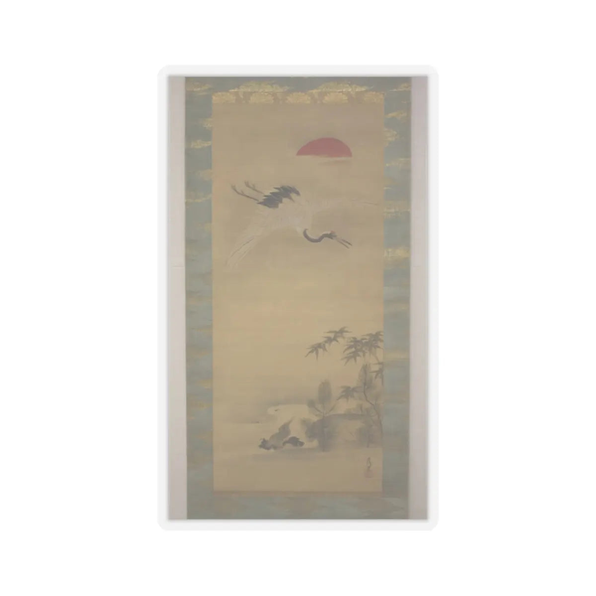 Kano Chikanobu - Crane, Tortoise, Pine, and Bamboo under a Rising Sun - 17th–18th century v1 - STICKER Vinyl Kiss-Cut Decal