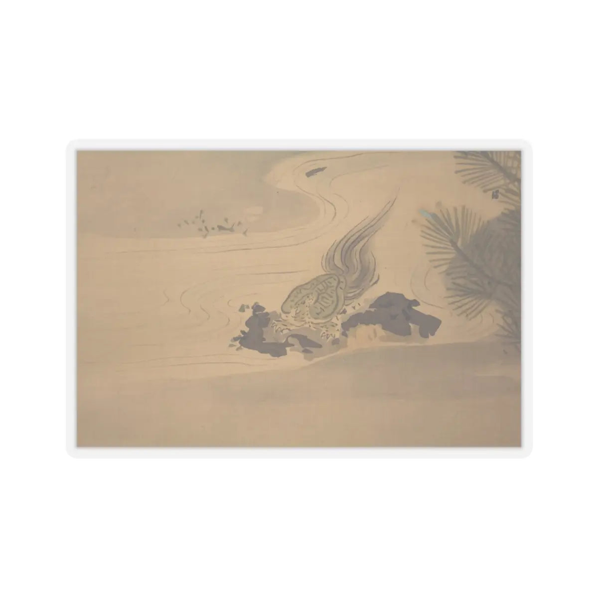Kano Chikanobu - Crane, Tortoise, Pine, and Bamboo under a Rising Sun - 17th–18th century v10 - STICKER Vinyl Kiss-Cut Decal