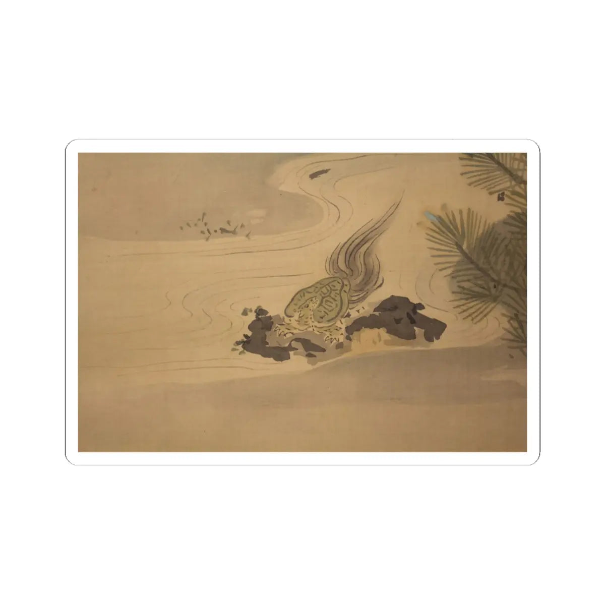 Kano Chikanobu - Crane, Tortoise, Pine, and Bamboo under a Rising Sun - 17th–18th century v10 - STICKER Vinyl Kiss-Cut Decal
