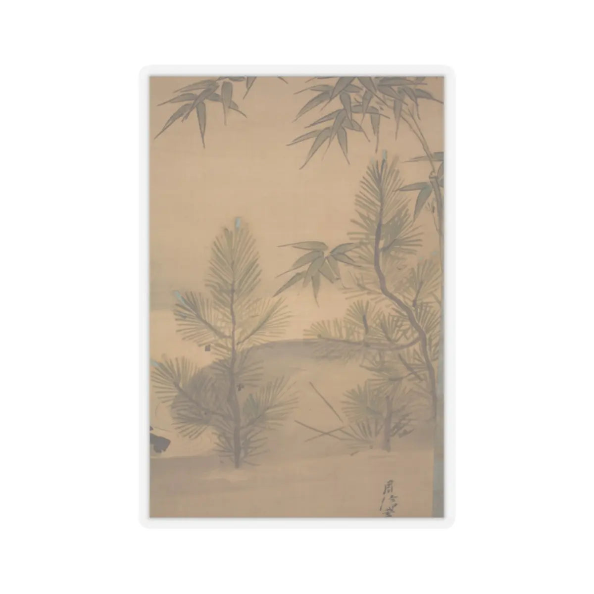 Kano Chikanobu - Crane, Tortoise, Pine, and Bamboo under a Rising Sun - 17th–18th century v11 - STICKER Vinyl Kiss-Cut Decal