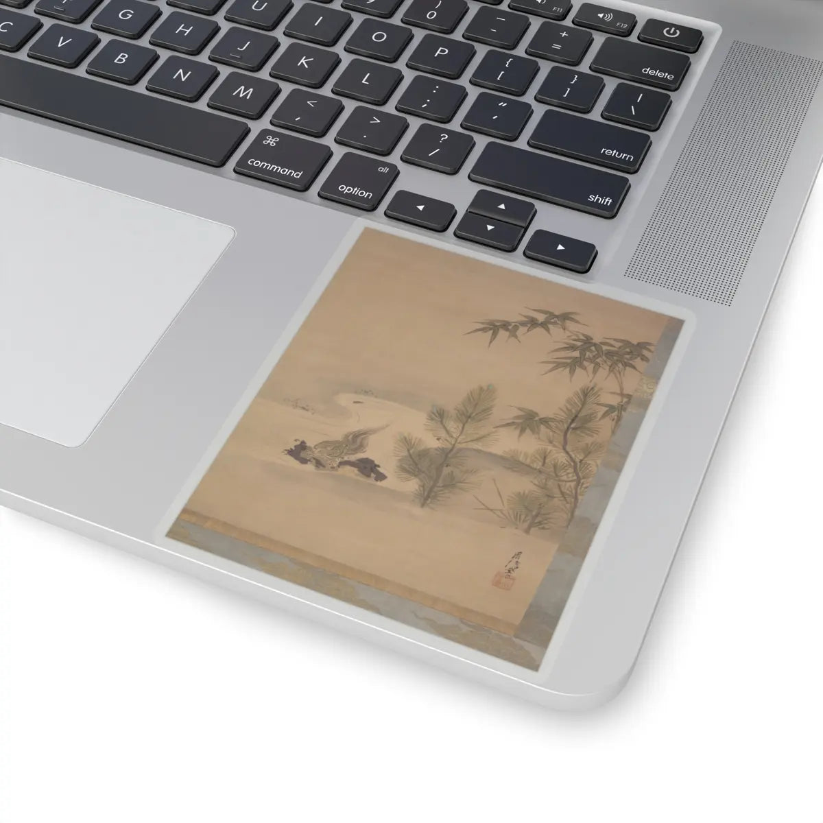 Kano Chikanobu - Crane, Tortoise, Pine, and Bamboo under a Rising Sun - 17th–18th century v13 - STICKER Vinyl Kiss-Cut Decal