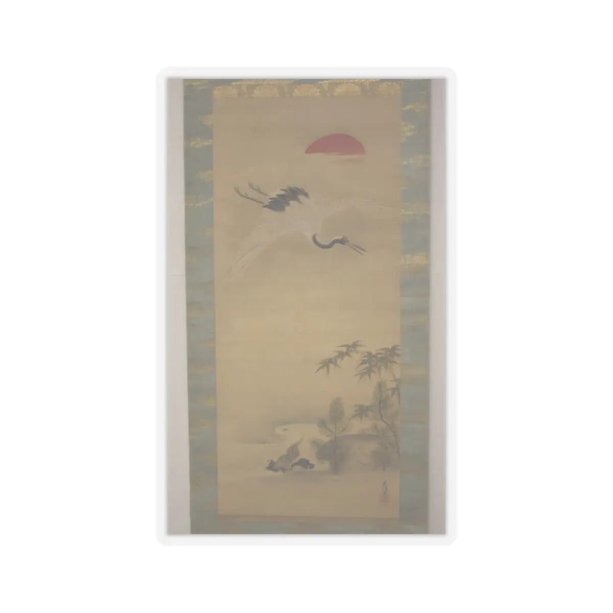 Kano Chikanobu - Crane, Tortoise, Pine, and Bamboo under a Rising Sun - 17th–18th century v2 - STICKER Vinyl Kiss-Cut Decal