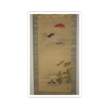 Kano Chikanobu - Crane, Tortoise, Pine, and Bamboo under a Rising Sun - 17th–18th century v2 - STICKER Vinyl Kiss-Cut Decal