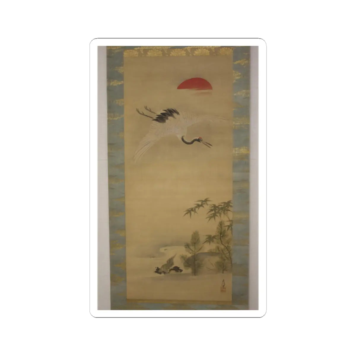Kano Chikanobu - Crane, Tortoise, Pine, and Bamboo under a Rising Sun - 17th–18th century v2 - STICKER Vinyl Kiss-Cut Decal