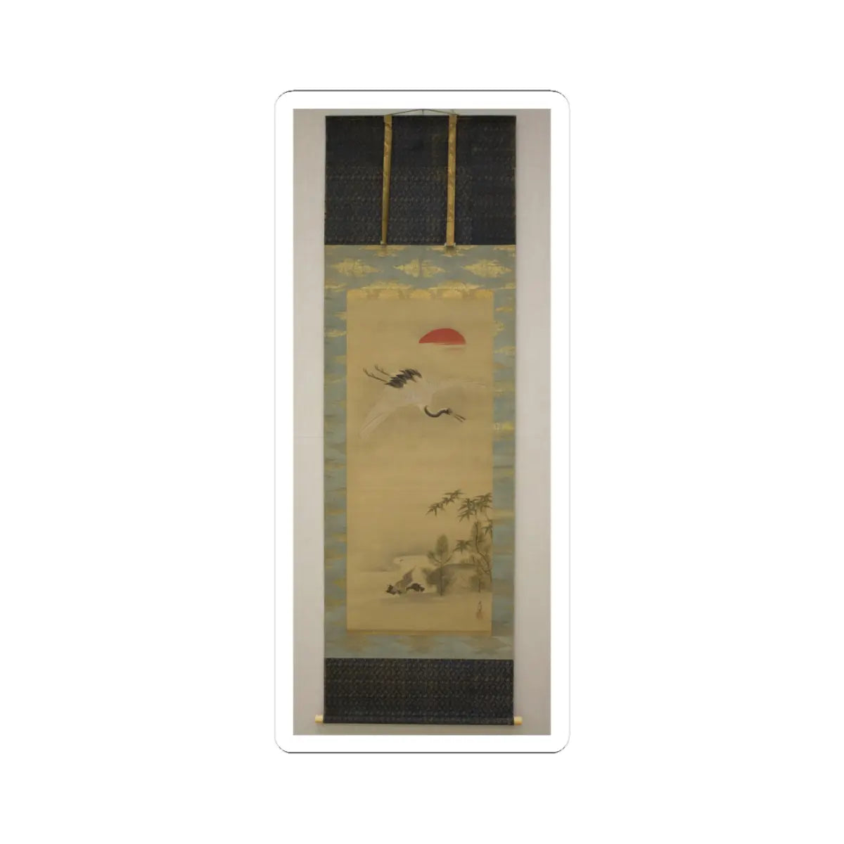 Kano Chikanobu - Crane, Tortoise, Pine, and Bamboo under a Rising Sun - 17th–18th century v3 - STICKER Vinyl Kiss-Cut Decal