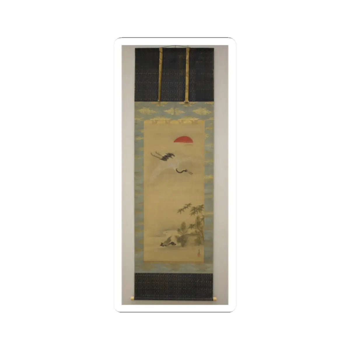 Kano Chikanobu - Crane, Tortoise, Pine, and Bamboo under a Rising Sun - 17th–18th century v3 - STICKER Vinyl Kiss-Cut Decal