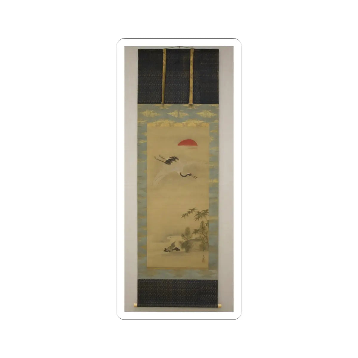 Kano Chikanobu - Crane, Tortoise, Pine, and Bamboo under a Rising Sun - 17th–18th century v3 - STICKER Vinyl Kiss-Cut Decal