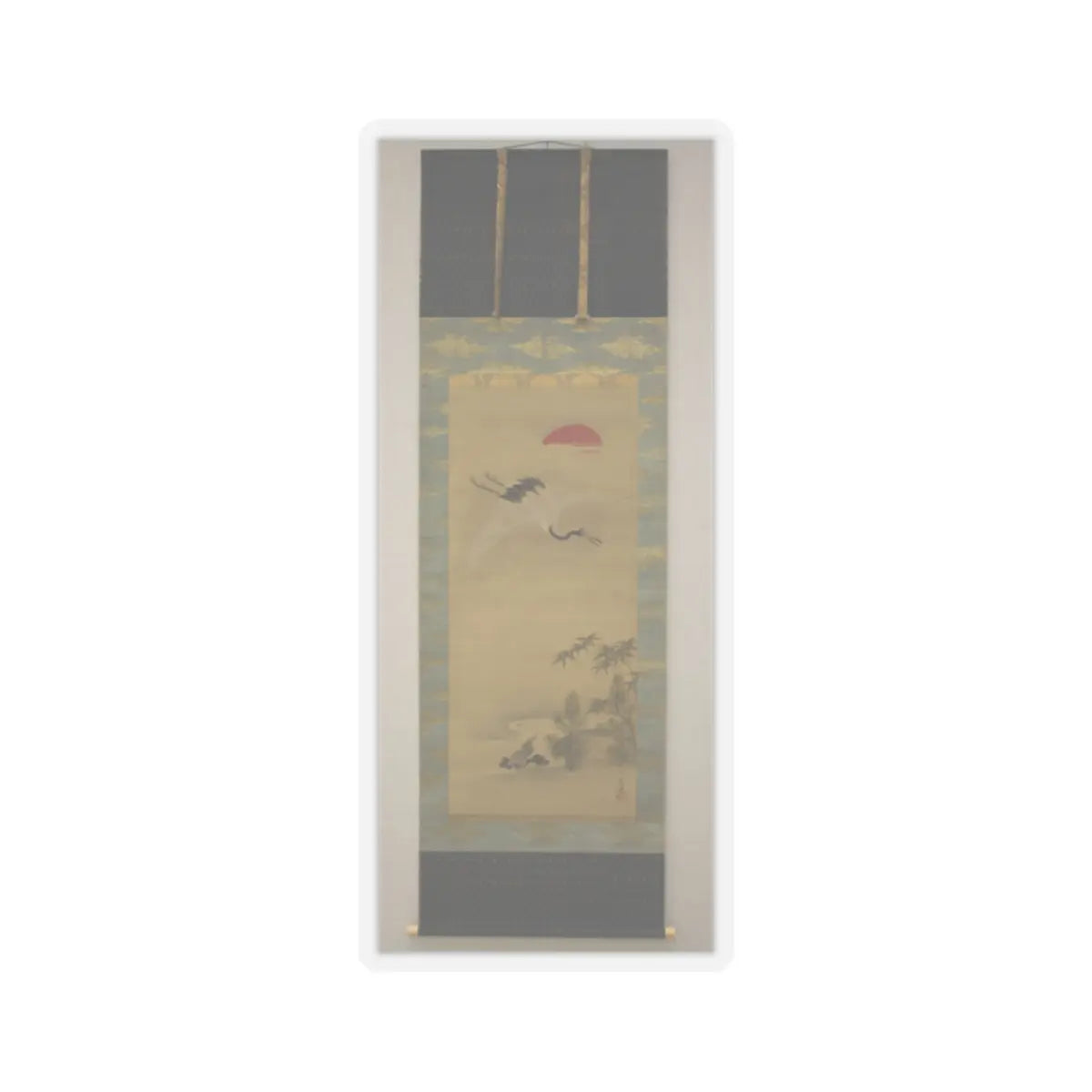 Kano Chikanobu - Crane, Tortoise, Pine, and Bamboo under a Rising Sun - 17th–18th century v3 - STICKER Vinyl Kiss-Cut Decal